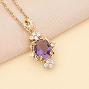 *AELLA* Gold x Purple Fashion Zircon Rhinestone Necklace